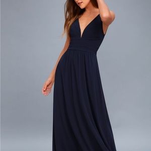 Lulus Leading Role Navy Blue Maxi Dress Size Small